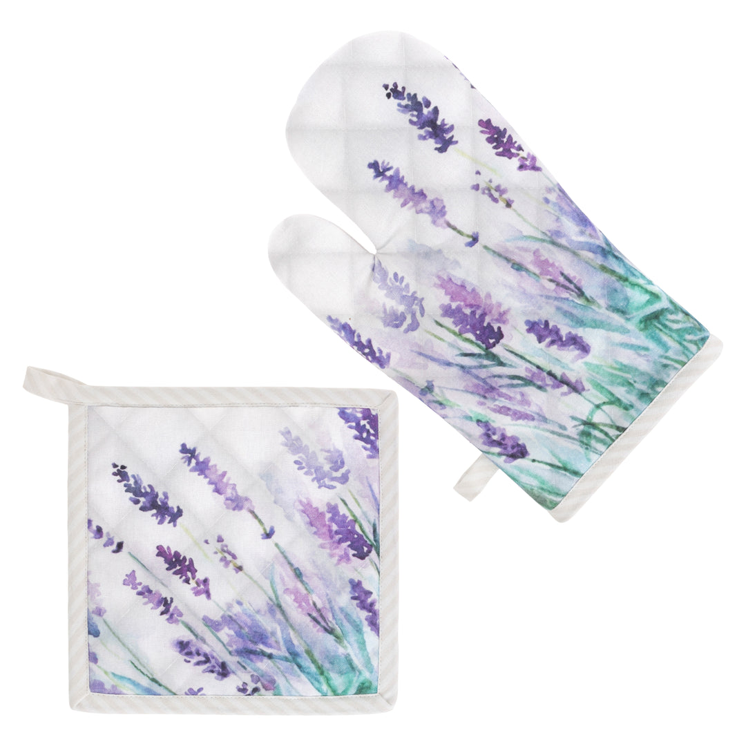 Lavender Oven Mitt / Pot Holder Set