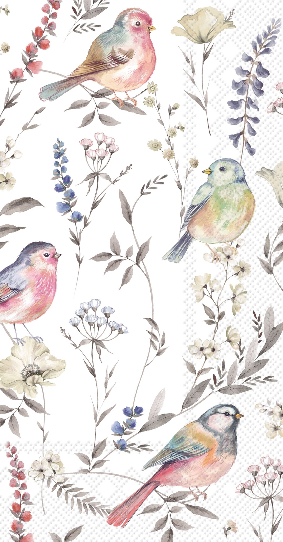 Toalla de invitados con pájaros suavemente descoloridos