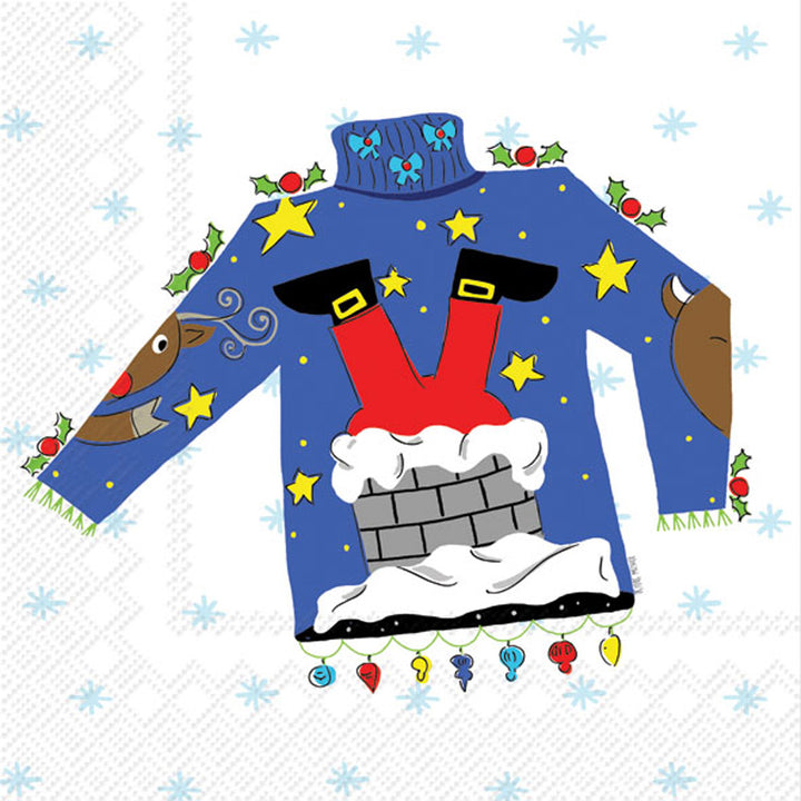 Servilleta de cóctel con diseño de suéter de Papá Noel