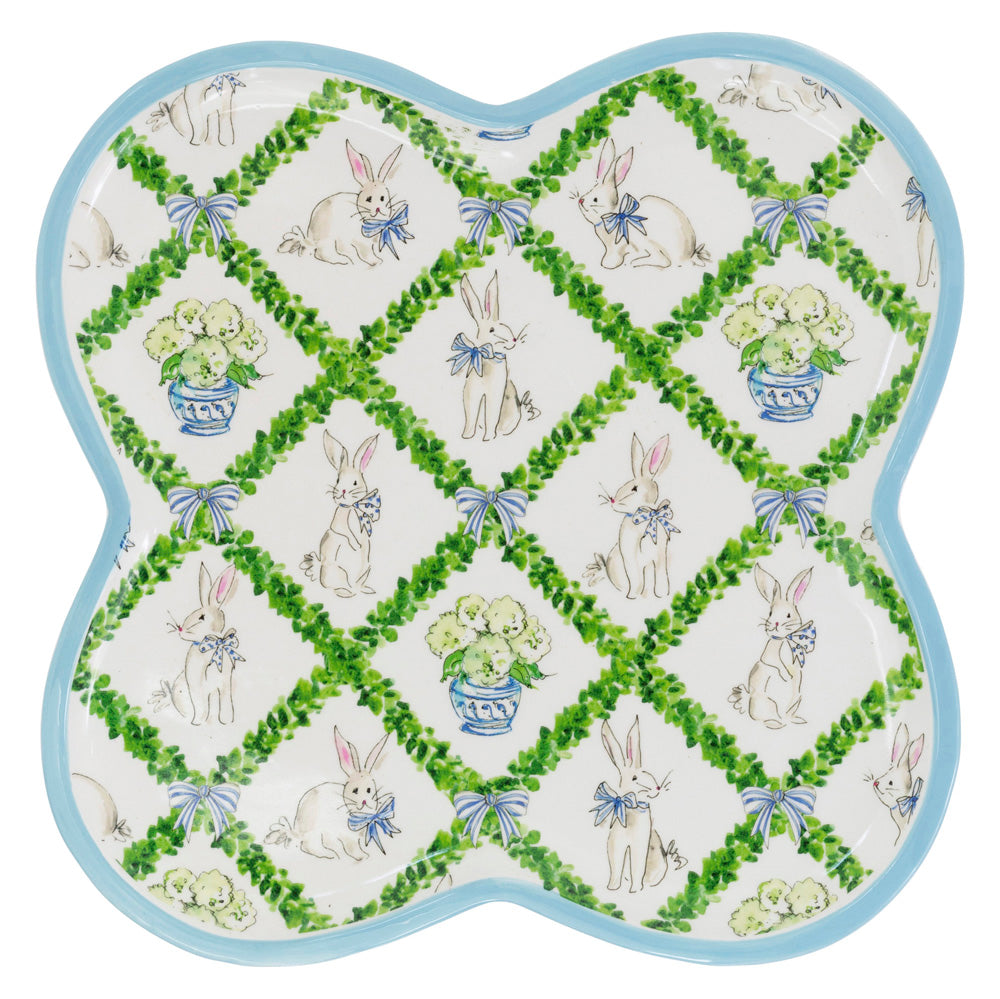 Bandeja de trébol enrejado de boj