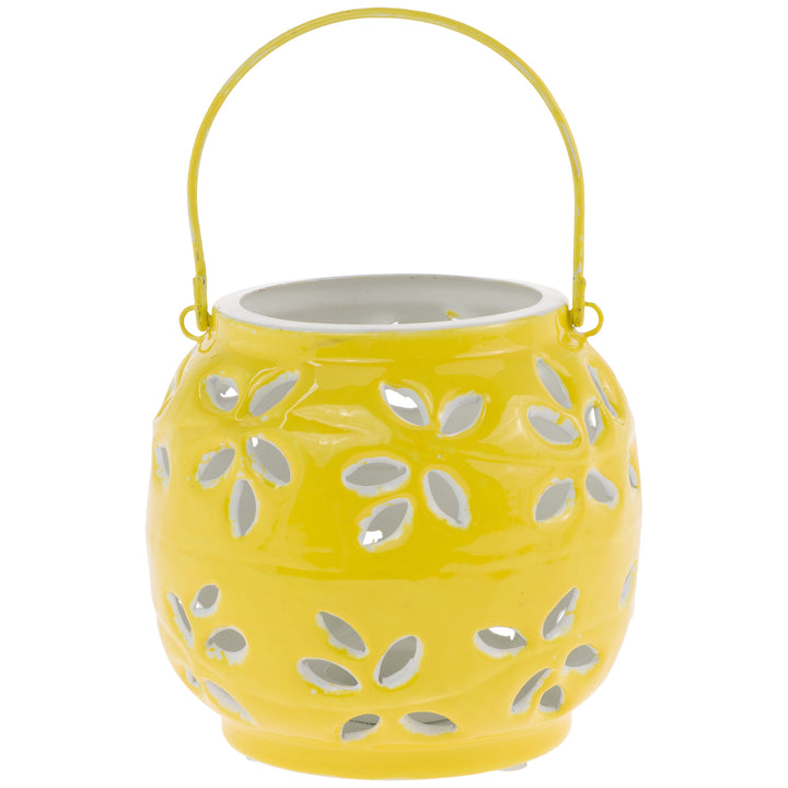 Linterna pequeña de metal amarillo para exterior