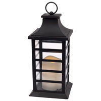 Farol de listones negros con vela LED