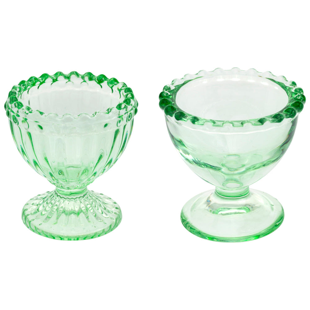 Hueveras de vidrio verde