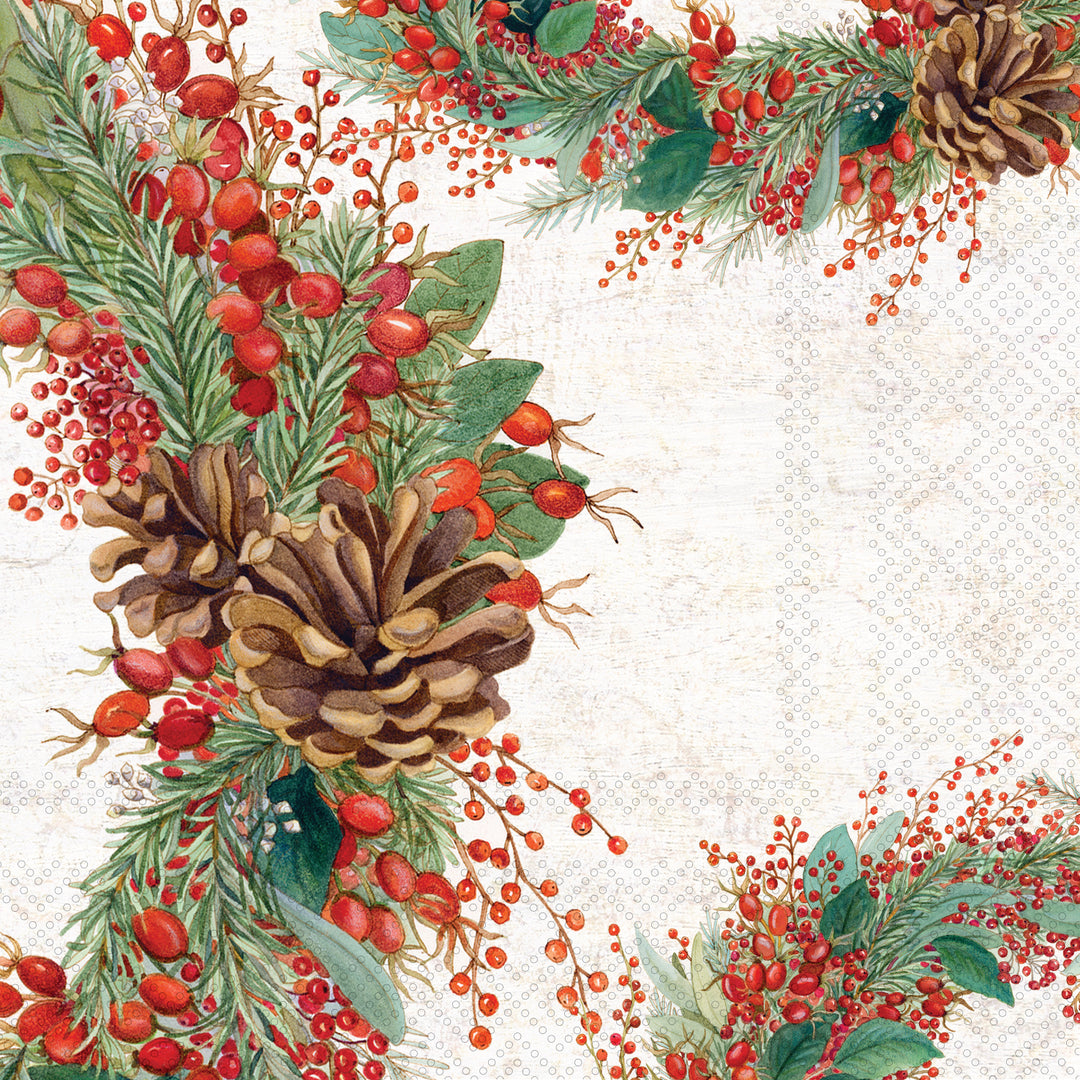 Merry &amp; Bright Wreaths Cocktail Napkin