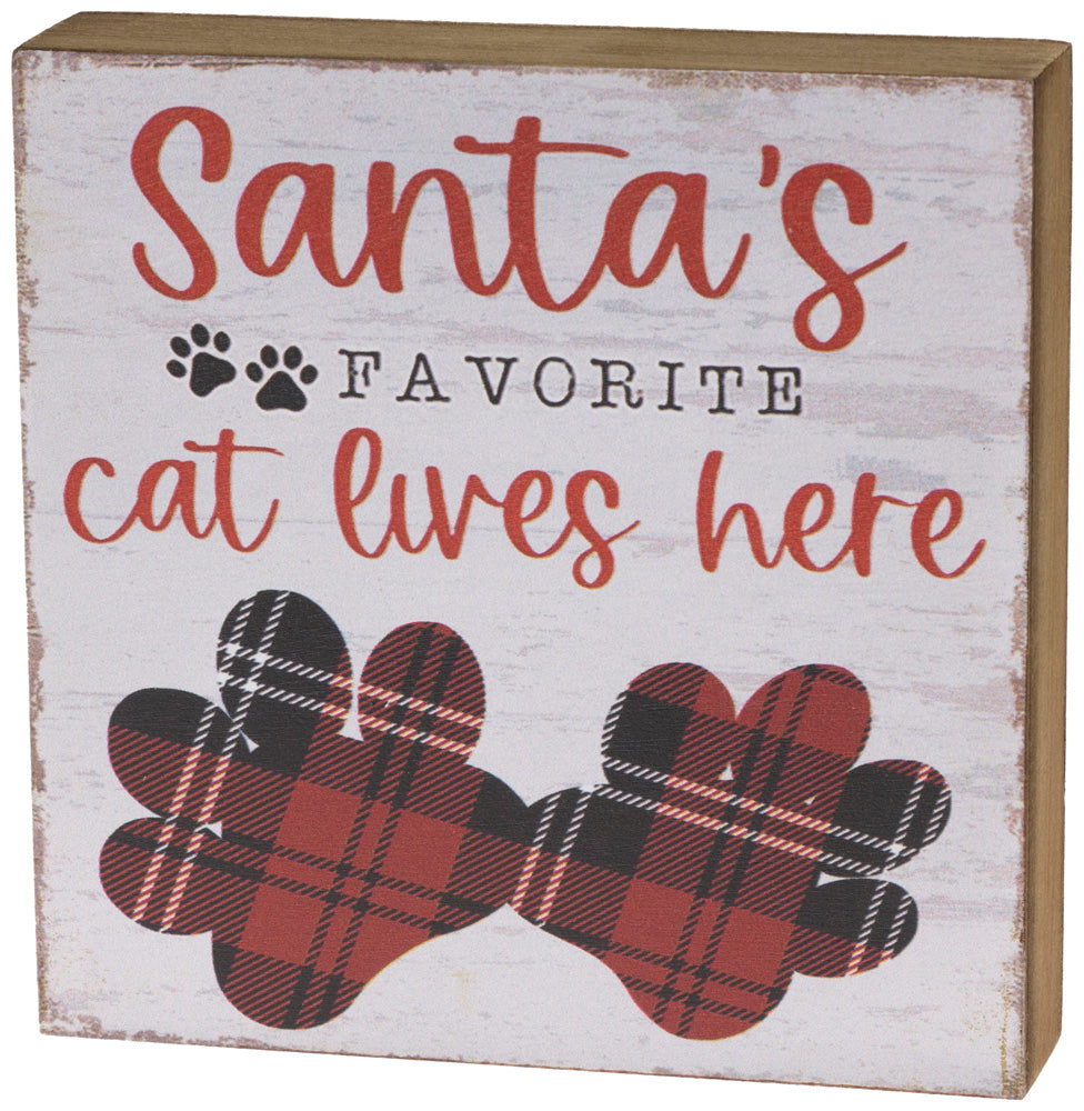 Letrero del gato favorito de Santa