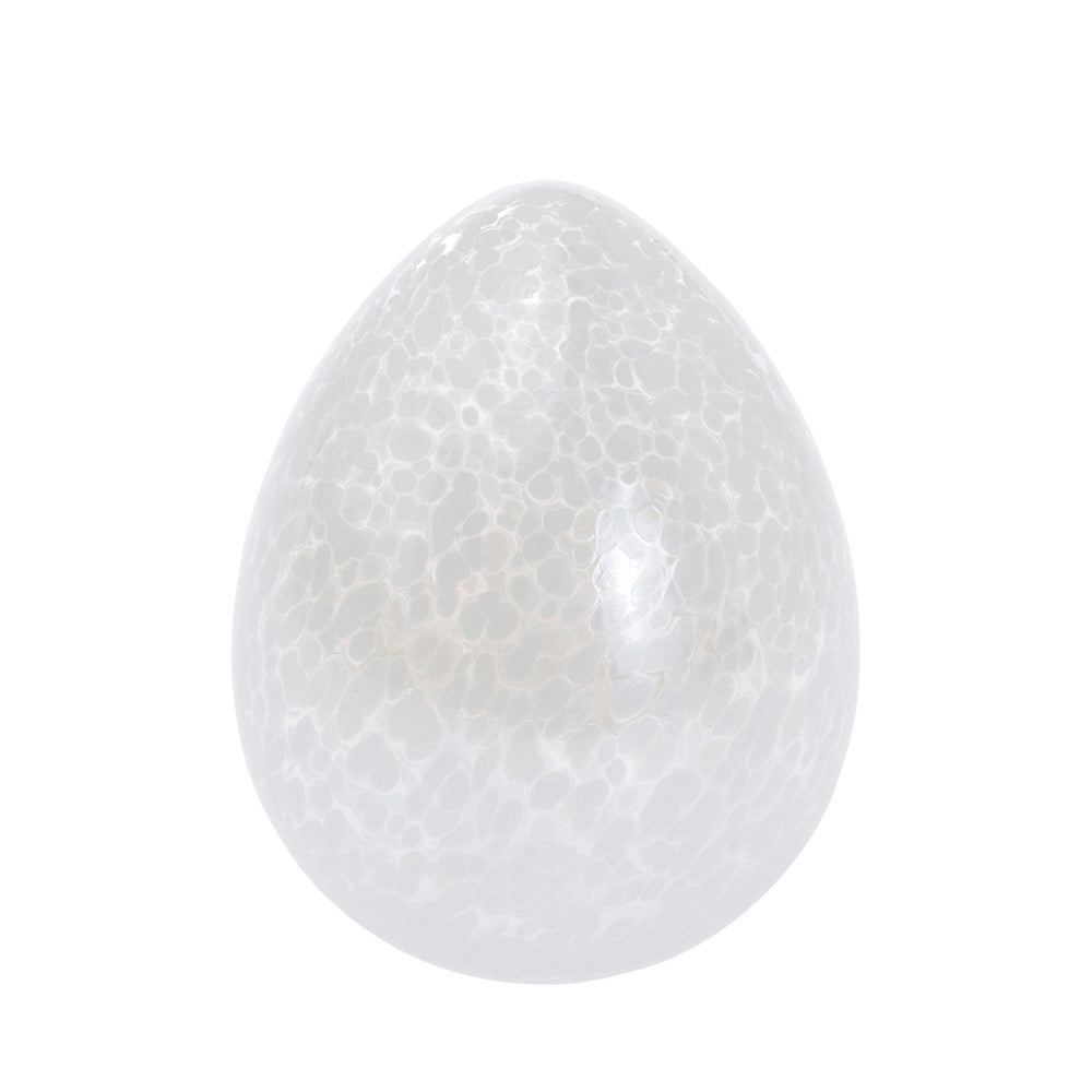 Huevo de vidrio blanco moteado pequeño