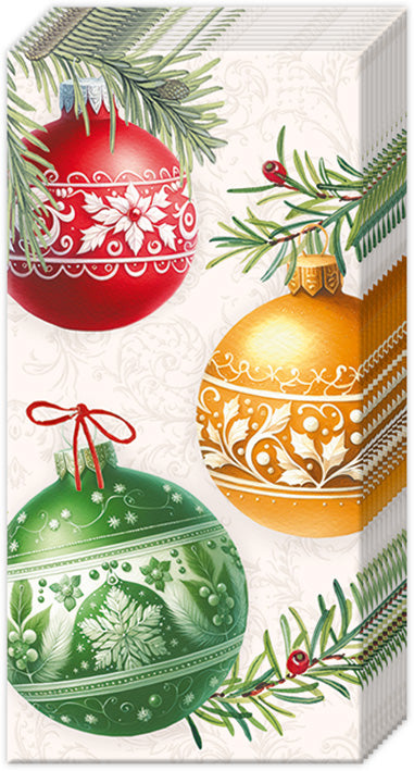 Pañuelos de bolsillo con burbujas navideñas de color crema