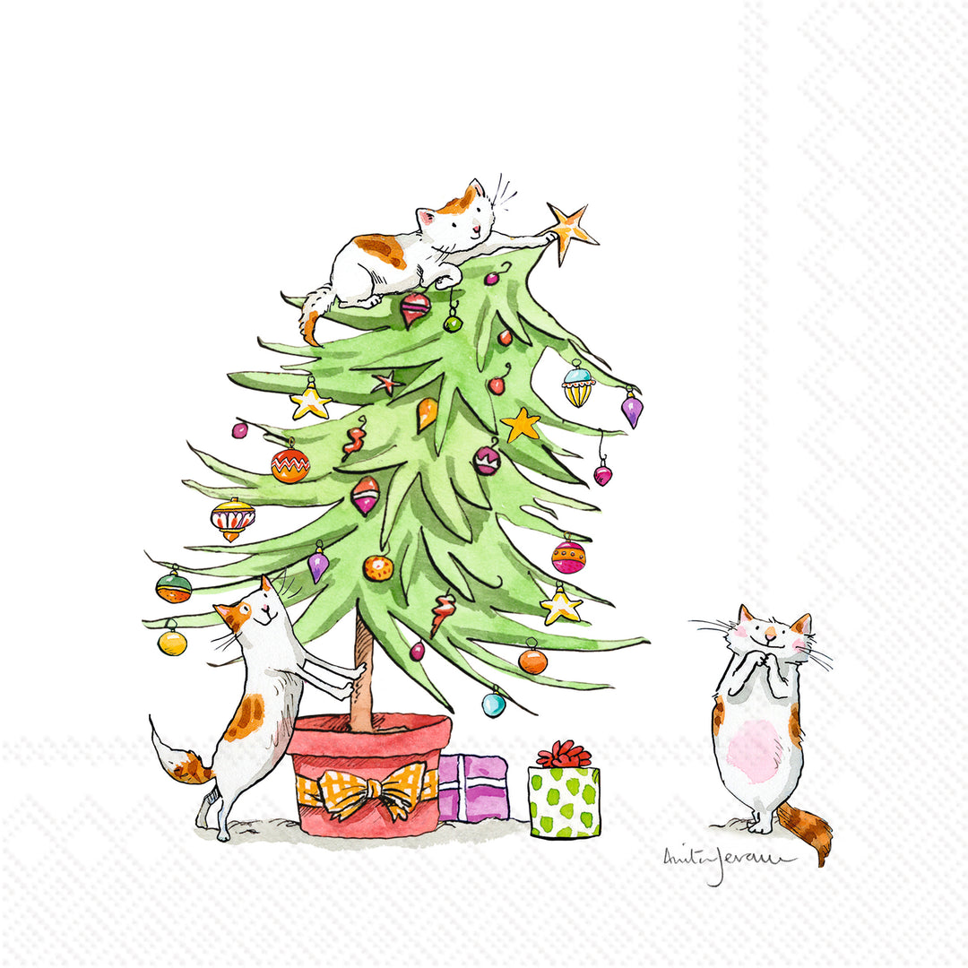 Cats In The Tree Light Blue Cocktail Napkin