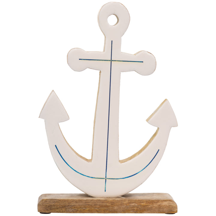 Ancla grande blanca y azul marino