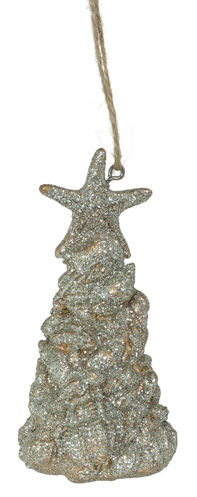 Adorno de árbol de concha dorada