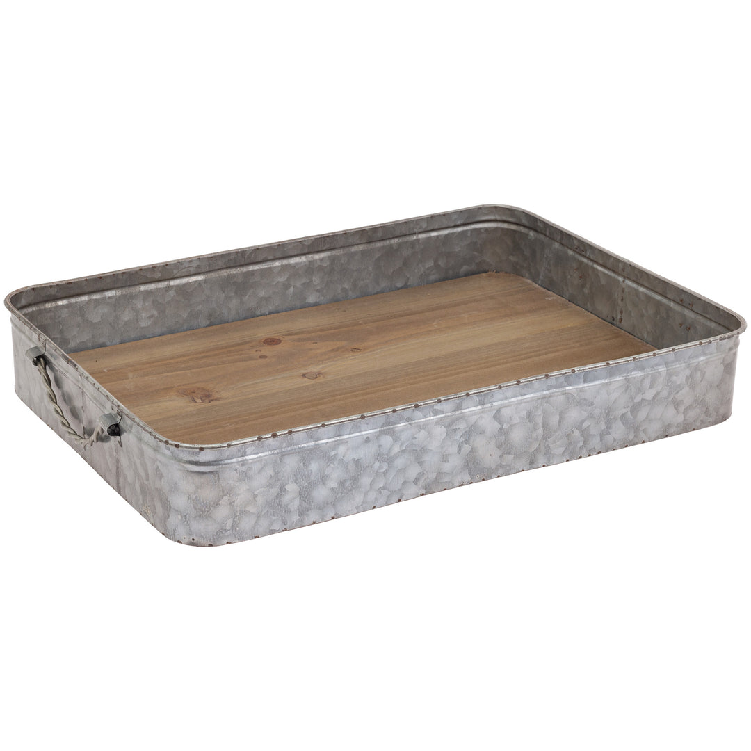Wood and Metal Rectangle Tray