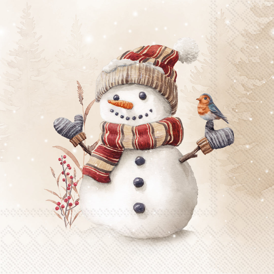 Oscar The Snowman Cream Cocktail Napkin