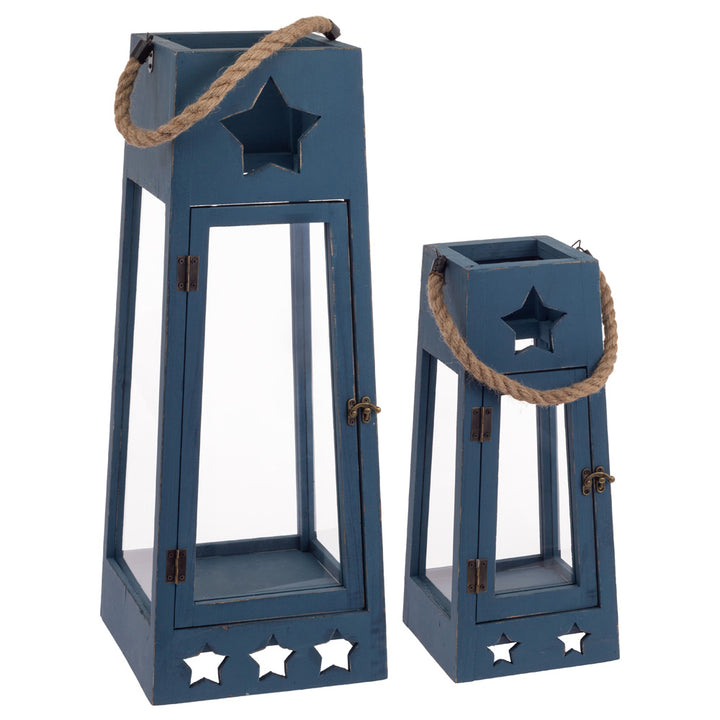 Linternas de estrella azul destacadas (juego de 2)