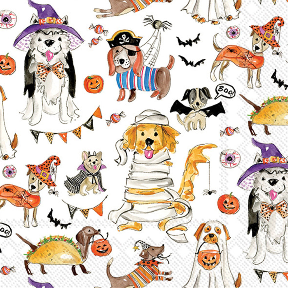 Servilleta de cóctel con diseño de perros de Halloween
