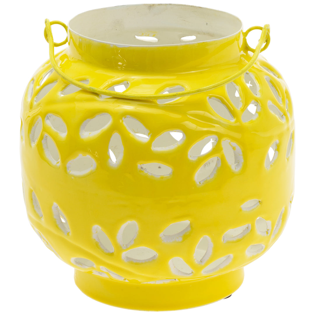 Farol de exterior mediano de metal amarillo