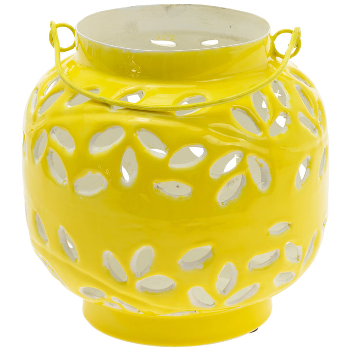 Farol de exterior mediano de metal amarillo