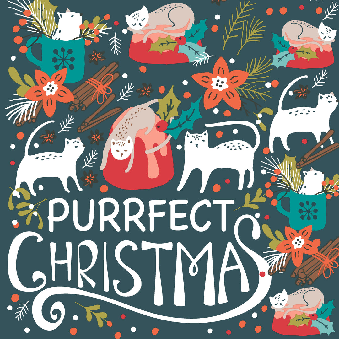 Purrfect Christmas Cocktail Napkin