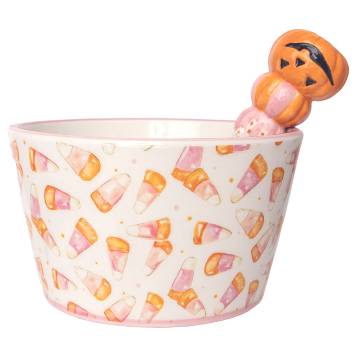 Pink Candy Corn Bowl and Spreader Set