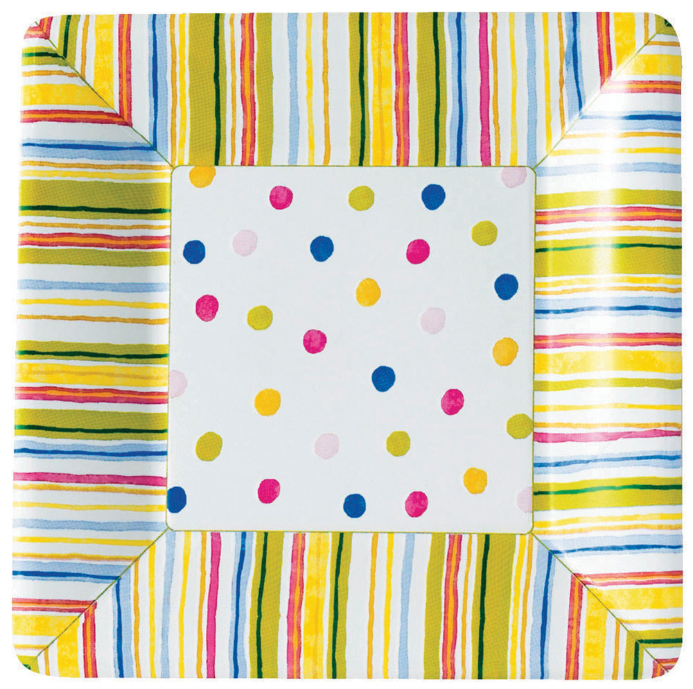 Plato de postre cuadrado Smart Dots blanco