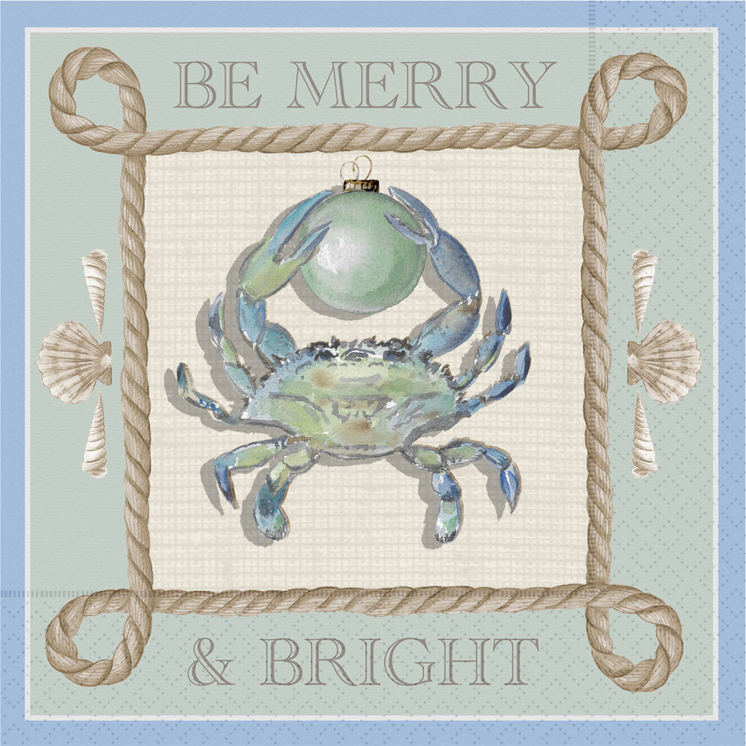 Christmas Crab Square Cocktail Napkin