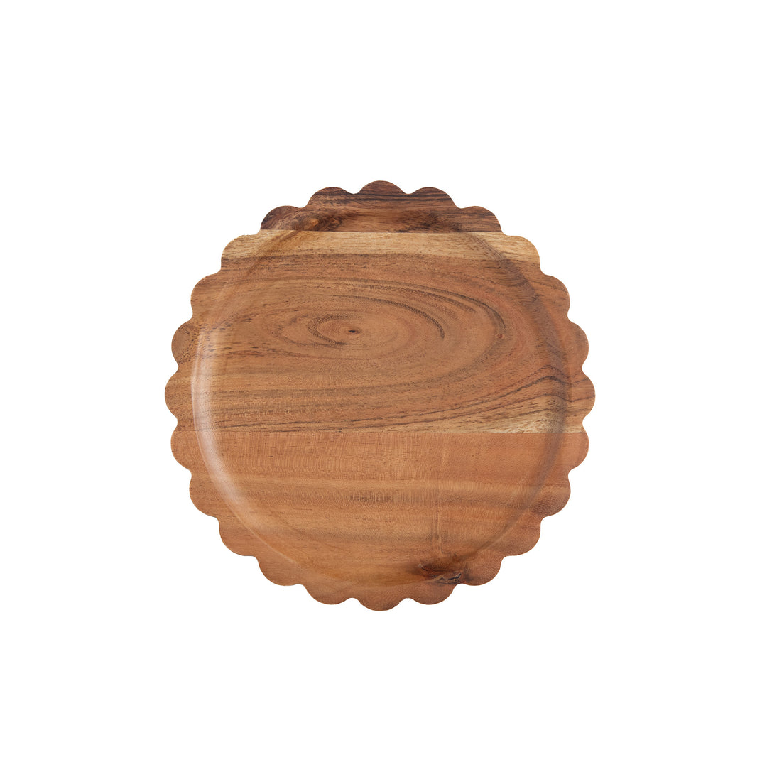 Bandeja pequeña de madera de acacia festoneada