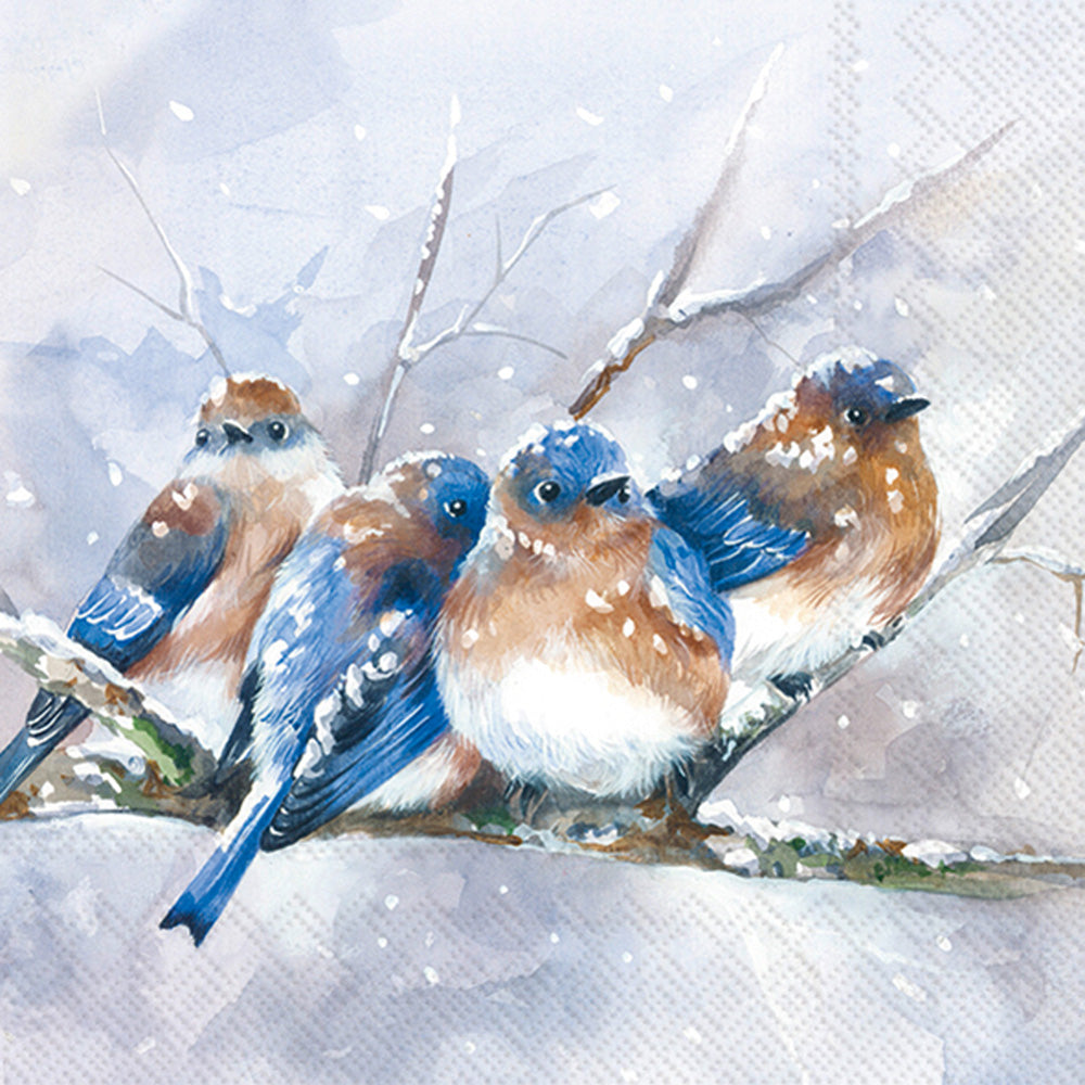 Cuddly Birdies Cocktail Napkin Blue