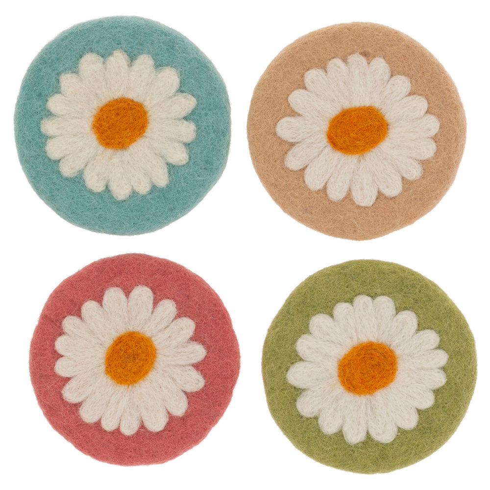 Posavasos de margaritas de fieltro (juego de 4)