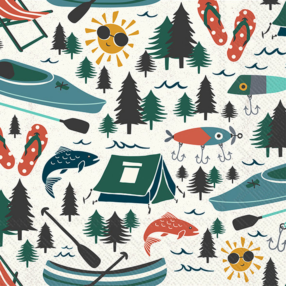 Servilleta de cóctel con estampado de vida del lago