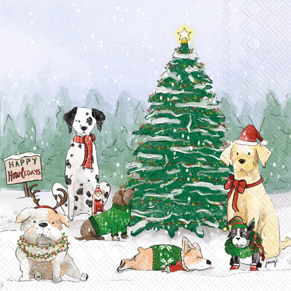 Servilleta de cóctel Holiday Pups