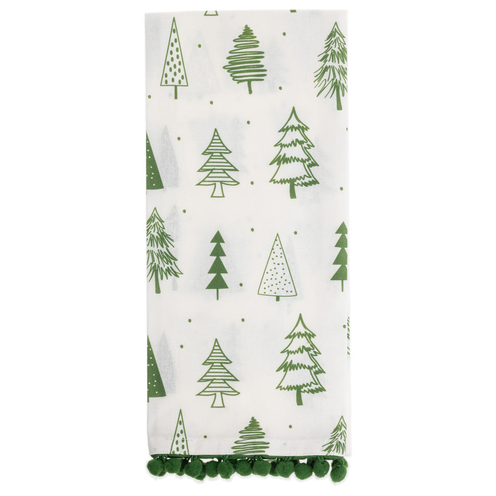 Green Trees and Stripes Tea Towels (Set of 2)