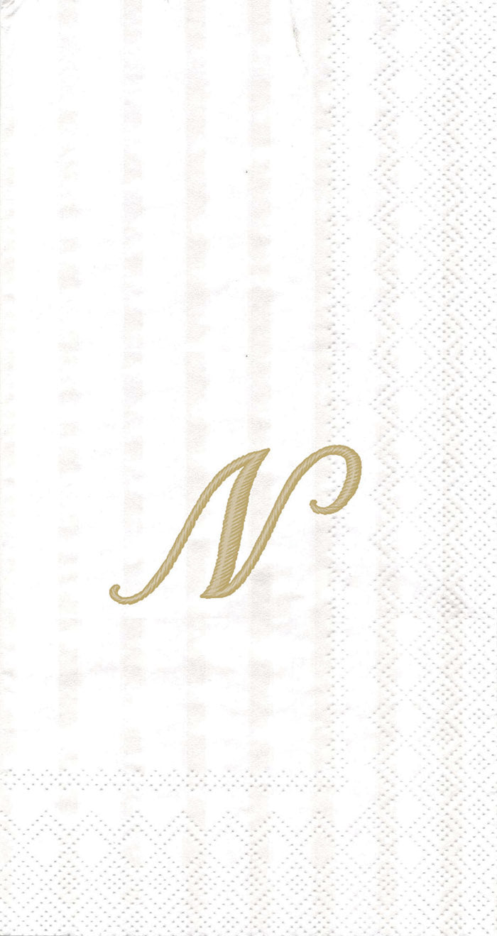 Stripes Again Guest Towel Monogram N Cream