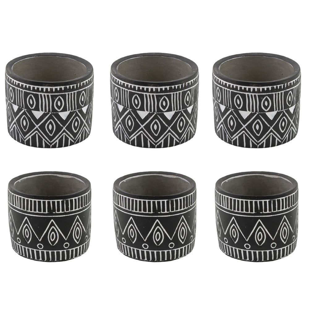 Mini macetas negras (juego de 6)
