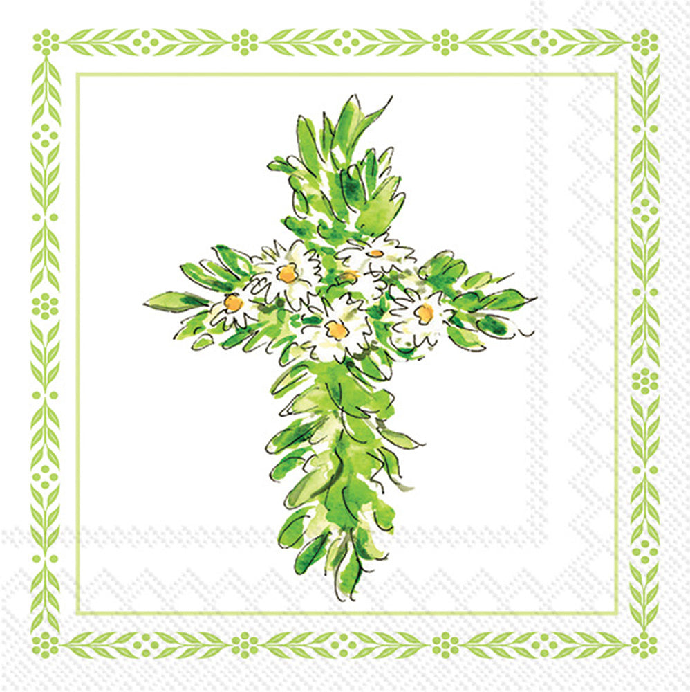 Servilleta floral con forma de cruz