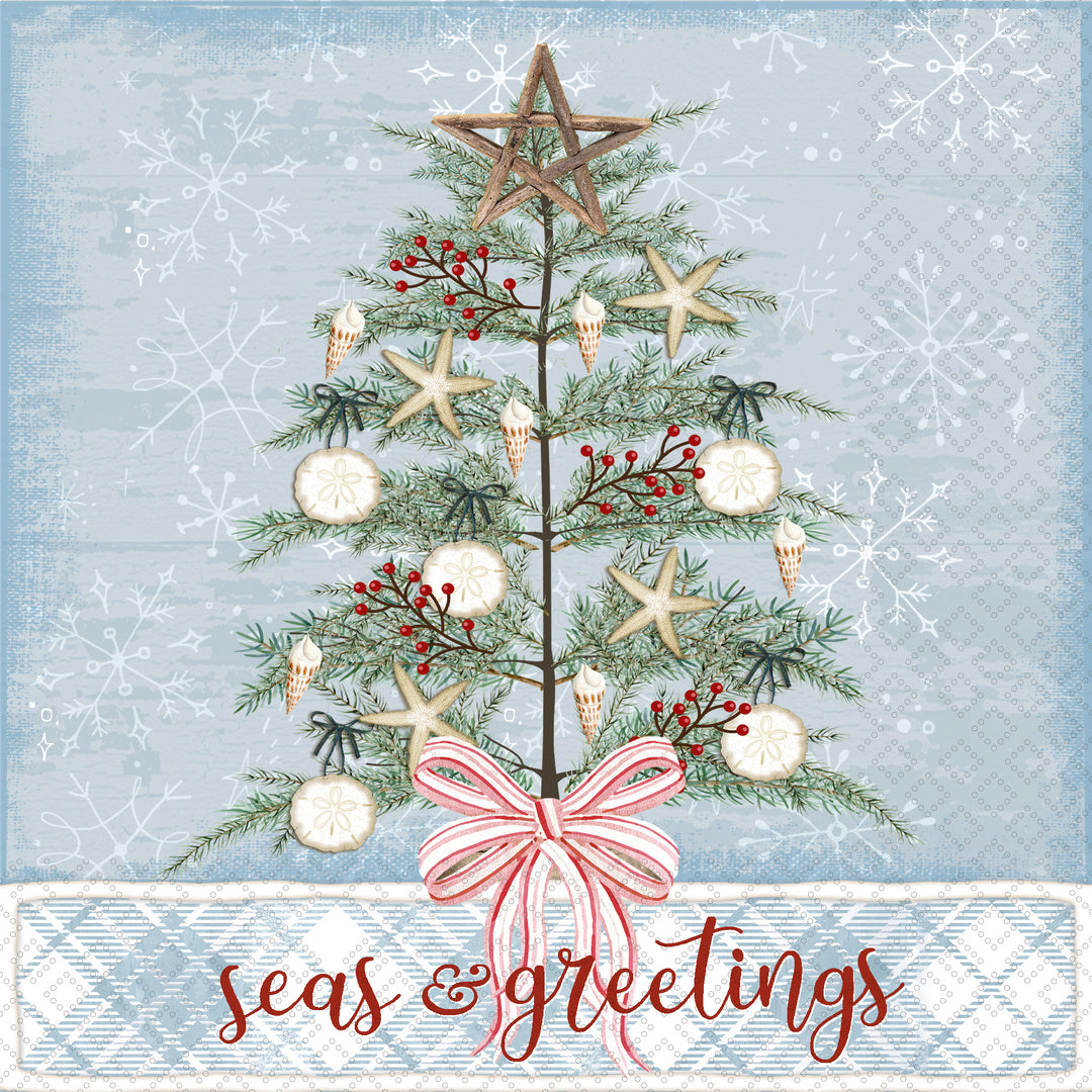 Coastal Christmas Tree Lunch Napkin