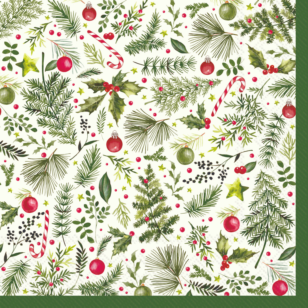 Christmas Branches Allover Lunch Napkin light green