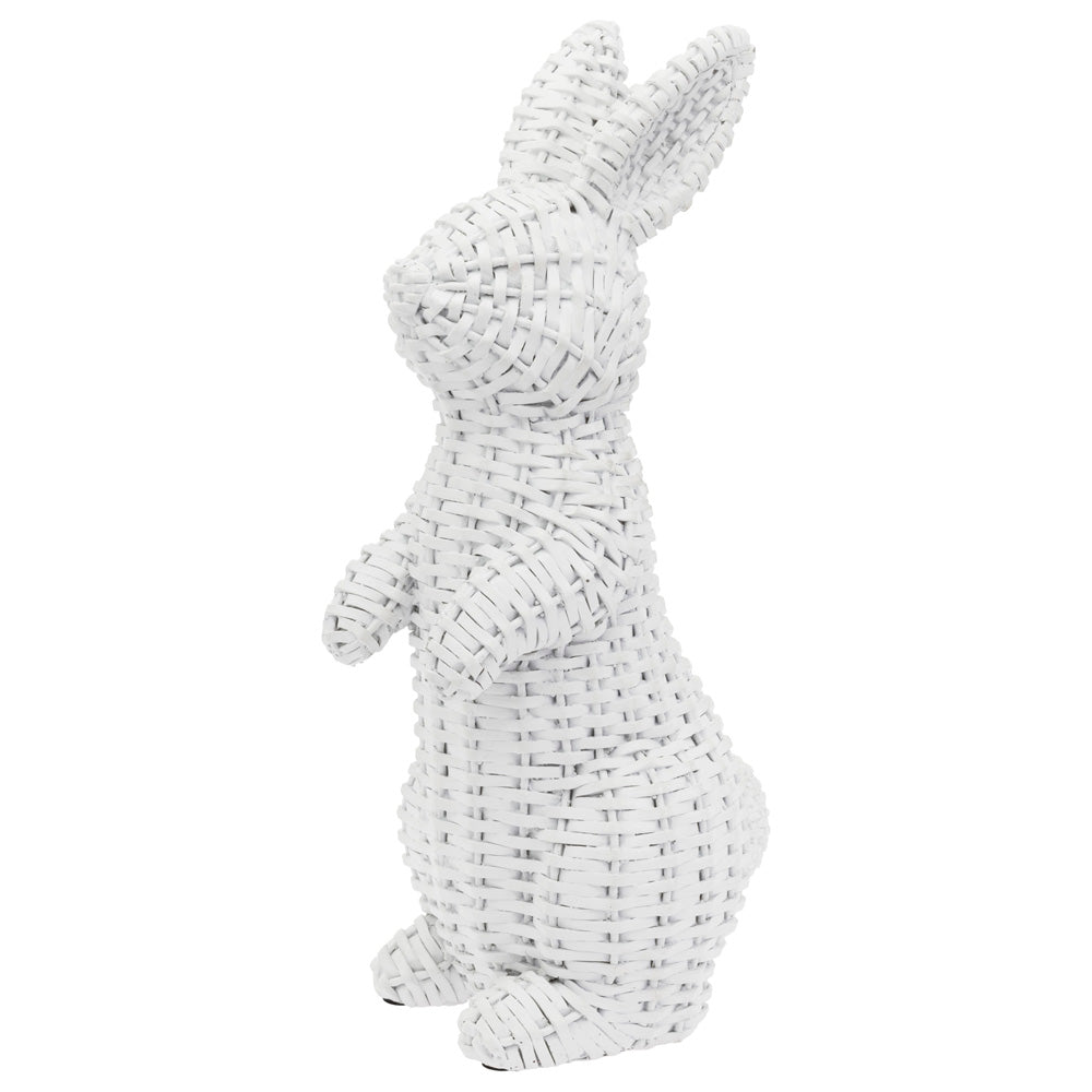 Conejito de pie de mimbre blanco