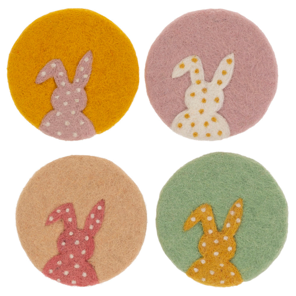 Posavasos de fieltro con forma de conejito (juego de 4)