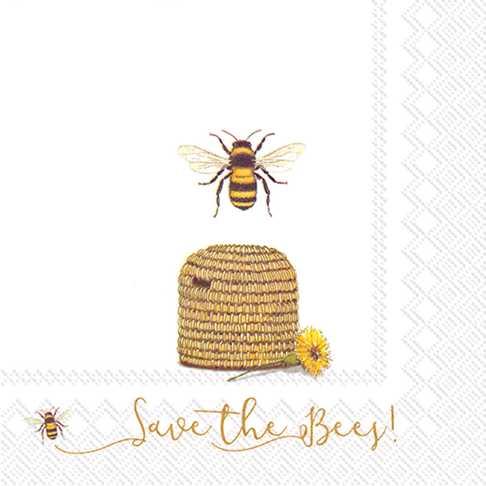Servilleta de almuerzo Save The Bees blanca