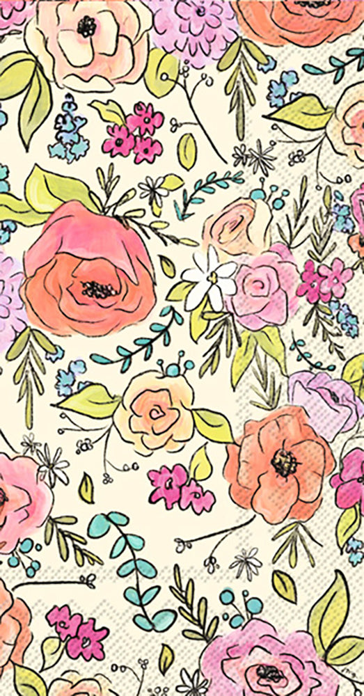 Toalla para invitados a la fiesta de flores color crema