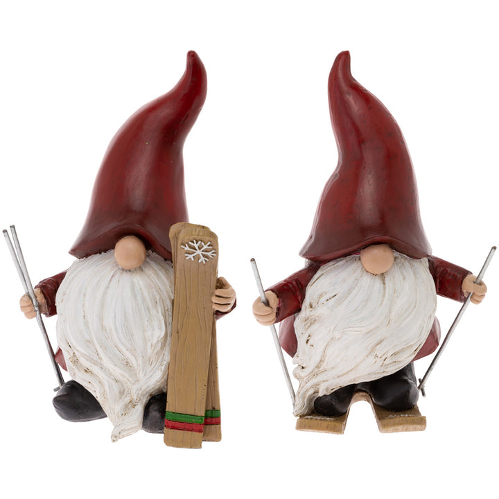 Gnomos de Papá Noel esquiando (juego de 2)
