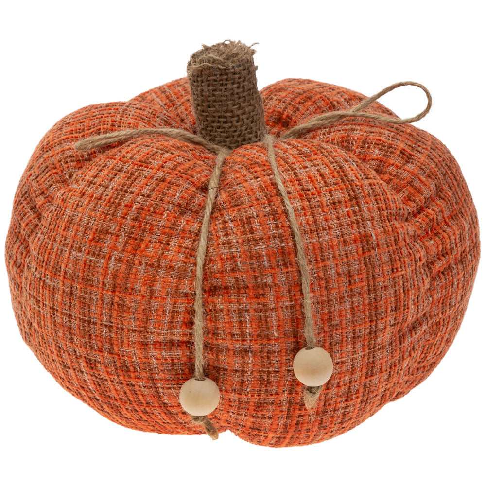 Calabaza de peluche a cuadros color naranja quemado