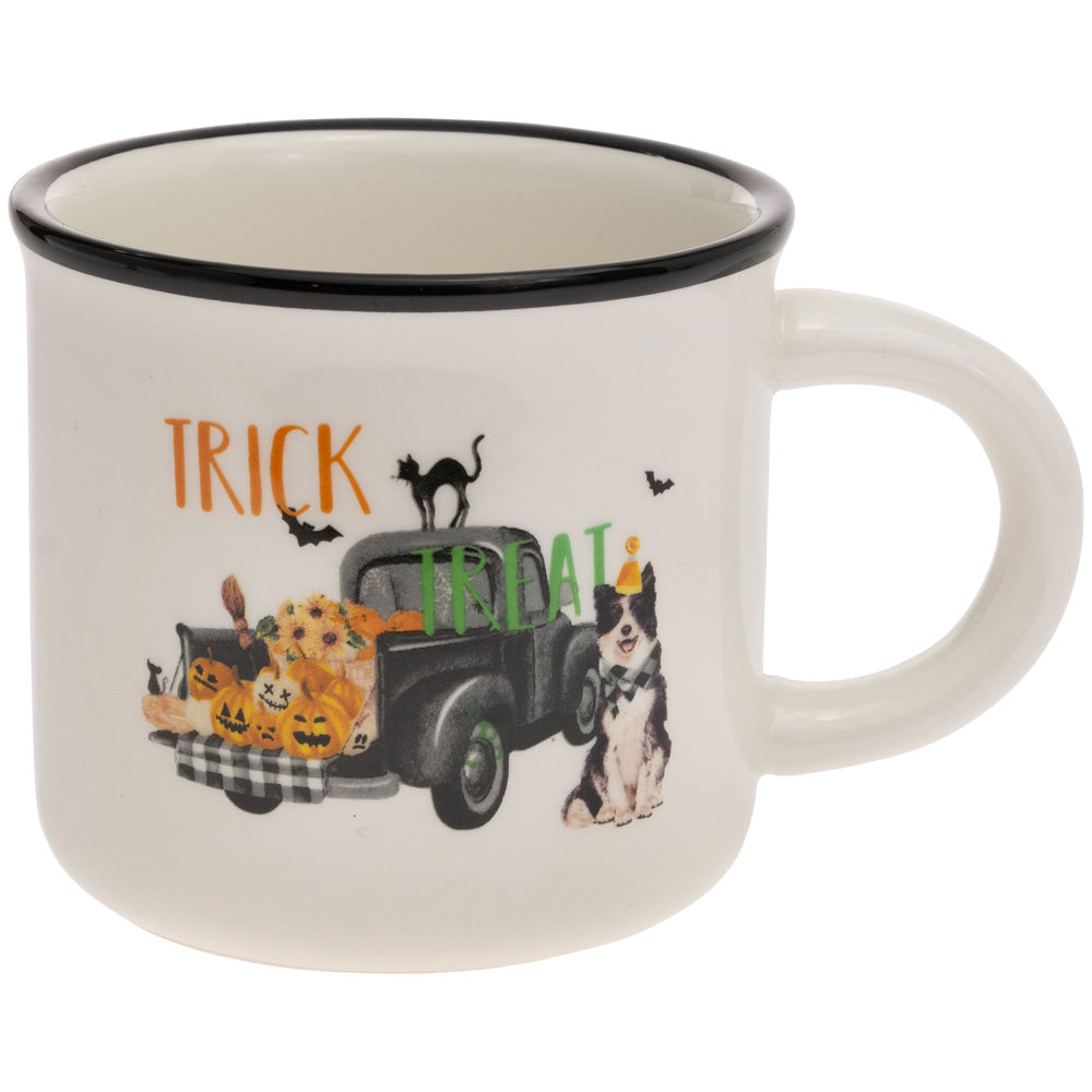 Taza de Halloween con diseño de cachorros de camión