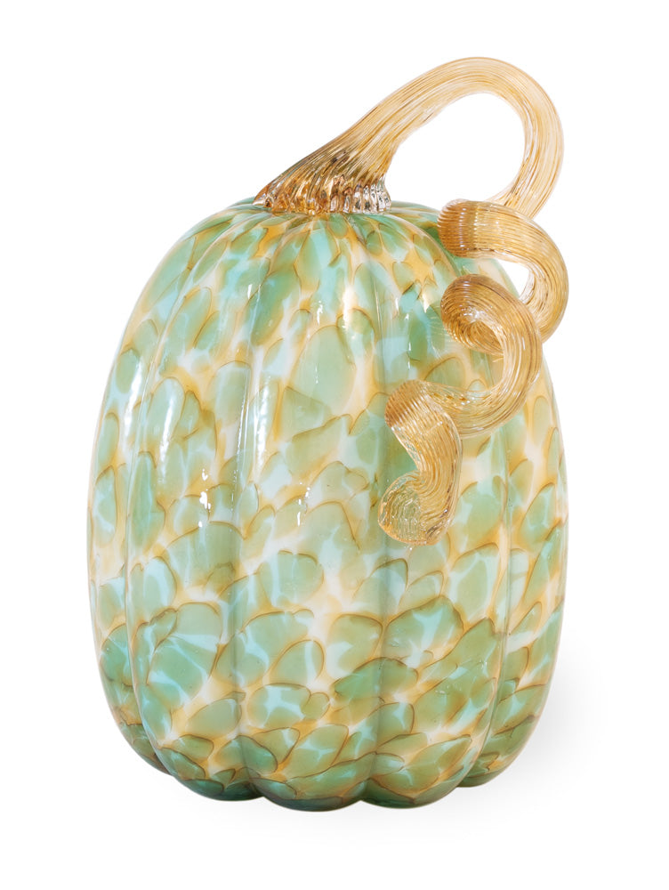 Calabaza grande de cristal verde y dorado