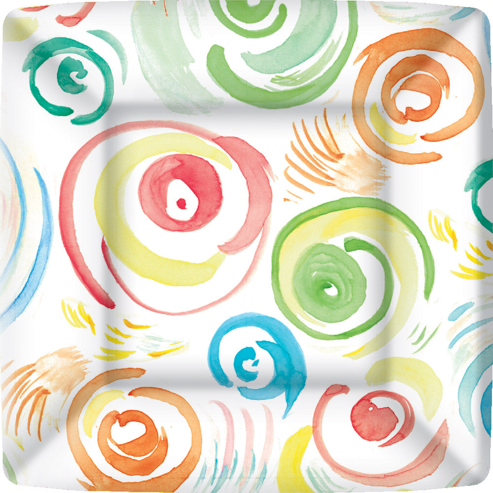 Plato de postre cuadrado Happy Circles