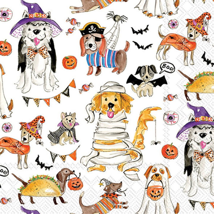 Servilleta de cóctel con diseño de perros de Halloween