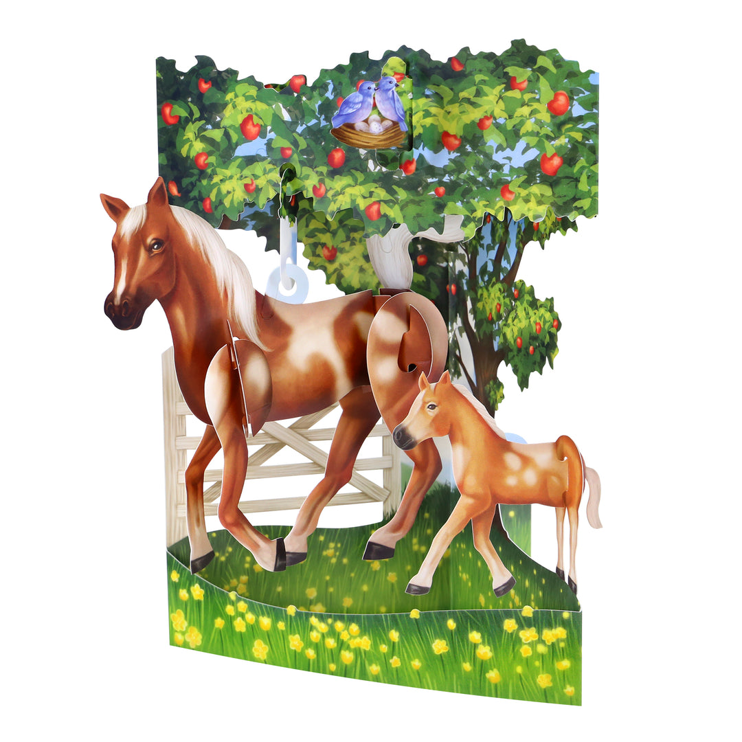 Tarjeta de columpio de caballo y potro
