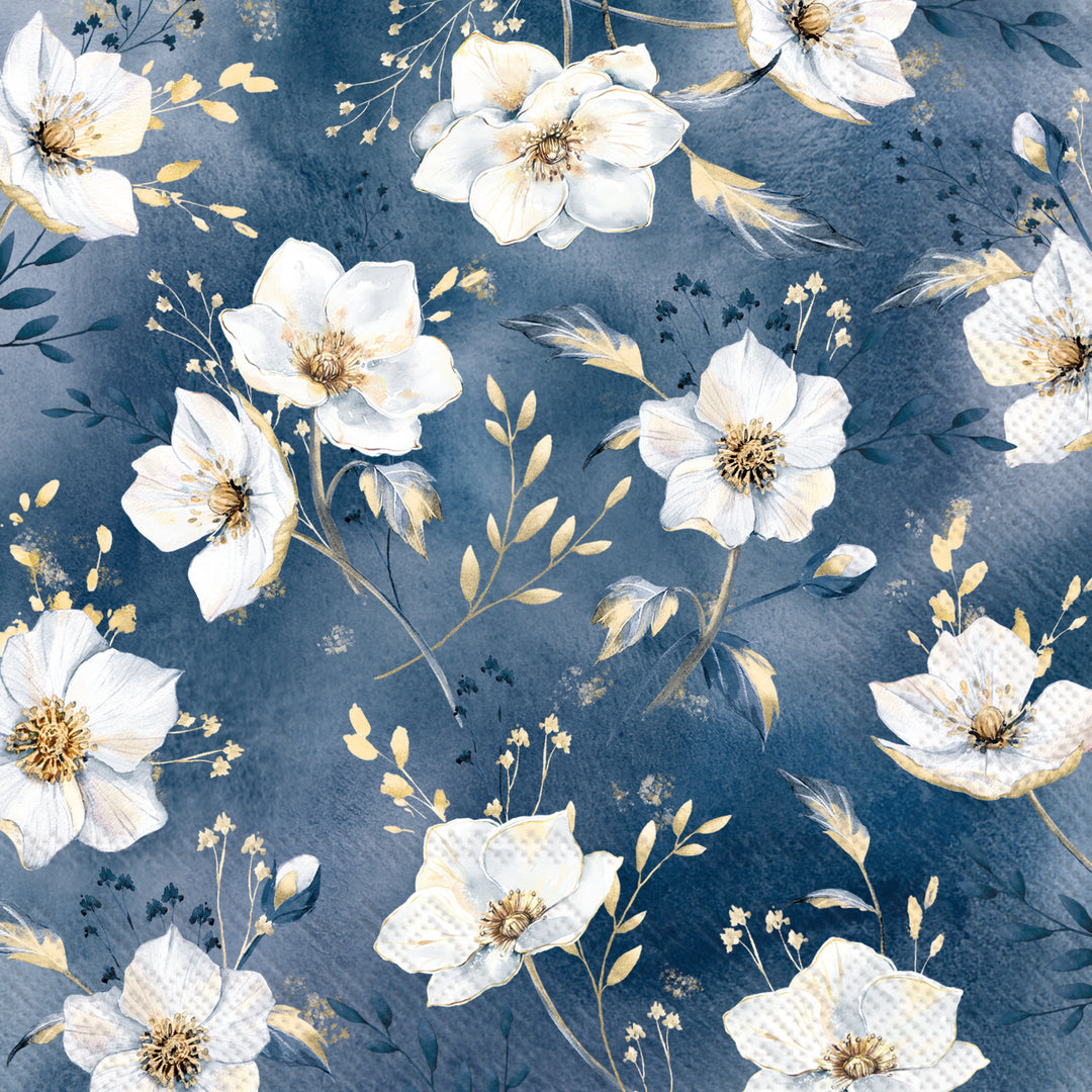 Golden Gala Blue Lunch Napkin