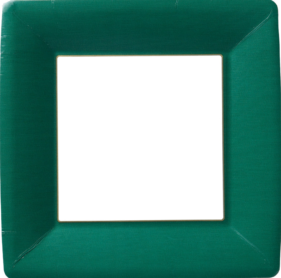 Plato llano cuadrado clásico de lino verde oscuro