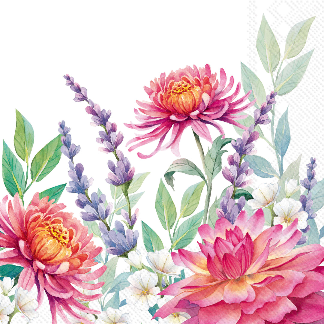 Colorful Garden White Lunch Napkin
