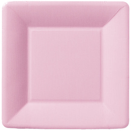 Plato de postre cuadrado de lino clásico rosa